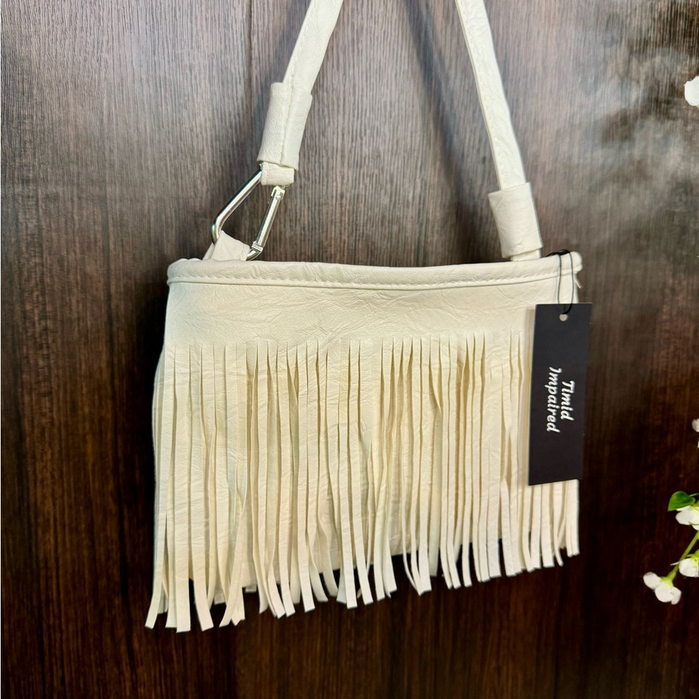 White fringe side bag